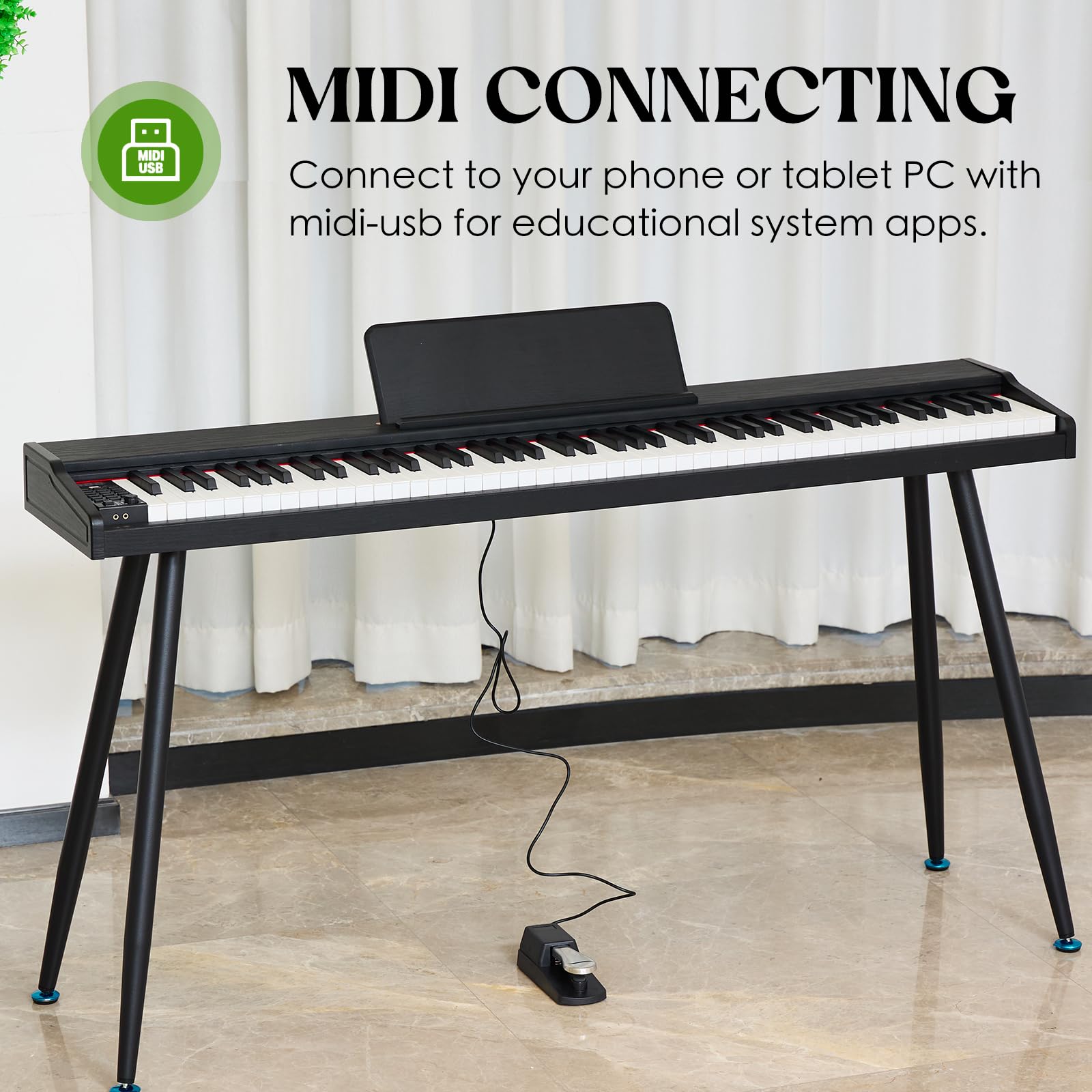 Amazon | 電子ピアノ88鍵セミウエイテッドキーボードピアノ、初心者用